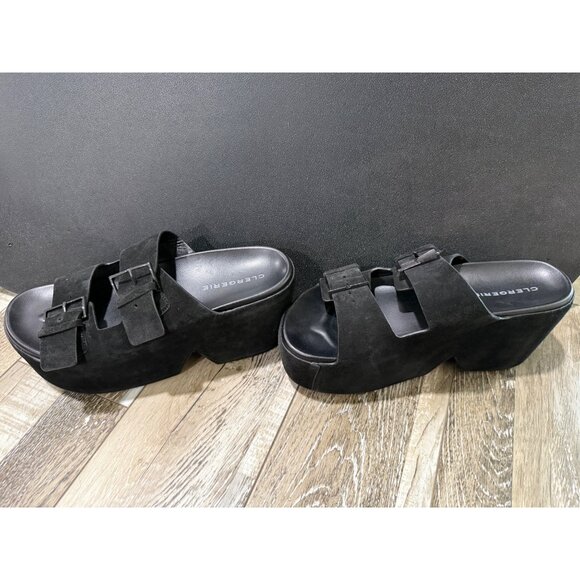 Esme 7 Chunky Black Platform Sandals With Adjustable Buckle Straps By Clergerie